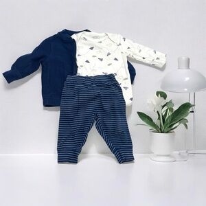 Carter’s Just One You Striped Planes Top and Bottom 3 piece Set Baby Boy